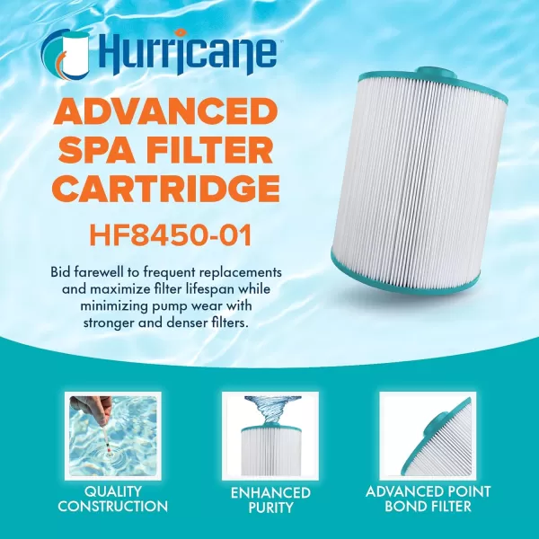 Hurricane Filters HF8450-01 Advanced Spa Filter Cartridge - Replacement for Pleatco PCS50N, Unicel C-8450, Filbur FC-3310, Coleman Spas 50