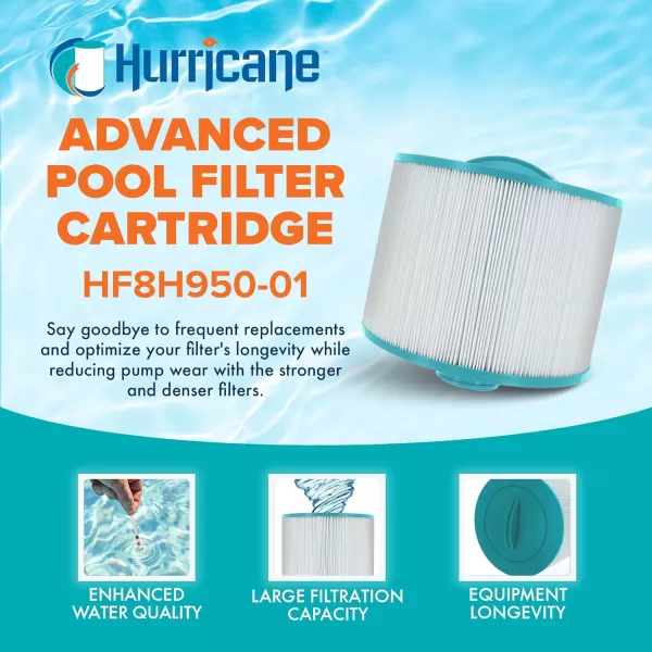 Hurricane Filters HF8H950-01 Advanced Pool Filter Cartridge - Replacement for Pleatco PBF35-M, Unicel 8CH-950, Filbur FC-0536