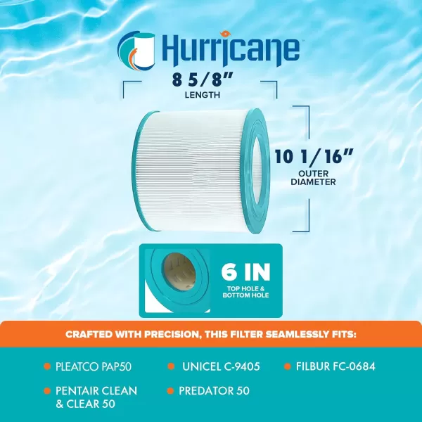 Hurricane Filters HF9405-01 Advanced Pool Filter Cartridge - Replacement for PAP50, Unicel C-9405, Filbur FC-0684, Pentair Clean &amp; Clear 50, Predator 50
