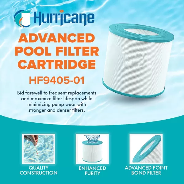 Hurricane Filters HF9405-01 Advanced Pool Filter Cartridge - Replacement for PAP50, Unicel C-9405, Filbur FC-0684, Pentair Clean &amp; Clear 50, Predator 50