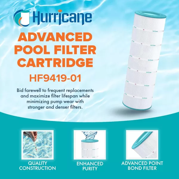 Hurricane Filters HF9419-01 Advanced Pool Filter Cartridge - Replacement for Pleatco PAP200, Unicel C-9419, Filbur FC-0688, Pentair Clean &amp; Clear 200, Predator 200