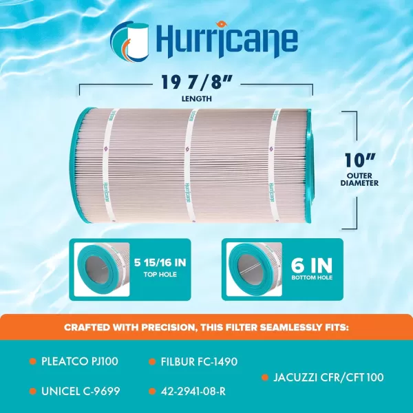 Hurricane Filters HF9699-01 Advanced Spa Filter Cartridge - Replacement for Unicel C-9699, Pleatco PJ100, Filbur FC-1490, PJB-100
