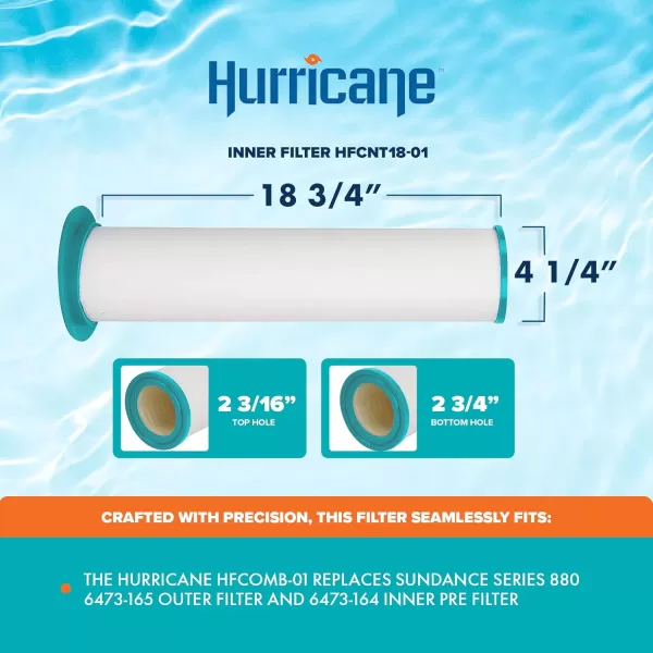 Hurricane Filters HFCOMB-01 Advanced Spa Filter Cartridge Combo Set of Inner &amp; Outer Filter Replacement for Sundance Series 880 6473-164 and 165