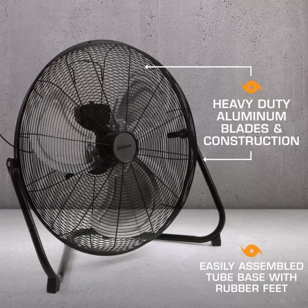 Hurricane Pro 20" High Velocity Metal Floor Fan – Powerful 5300 CFM Airflow, Adjustable Tilt, Heavy-Duty Construction for Home, Gym, Garage, Workshop