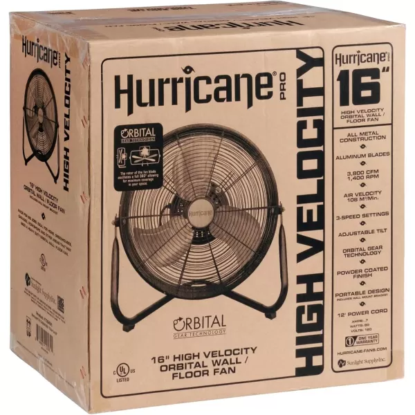 Hurricane Pro 20" High Velocity Metal Floor Fan – Powerful 5300 CFM Airflow, Adjustable Tilt, Heavy-Duty Construction for Home, Gym, Garage, Workshop