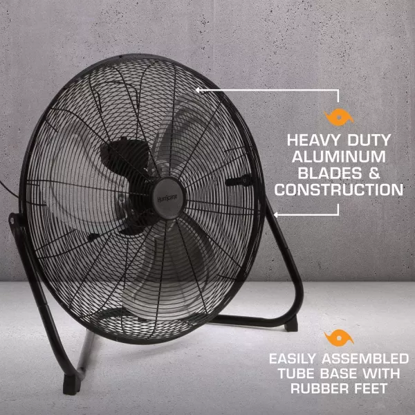 Hurricane Pro 20" High Velocity Metal Floor Fan – Powerful 5300 CFM Airflow, Adjustable Tilt, Heavy-Duty Construction for Home, Gym, Garage, Workshop