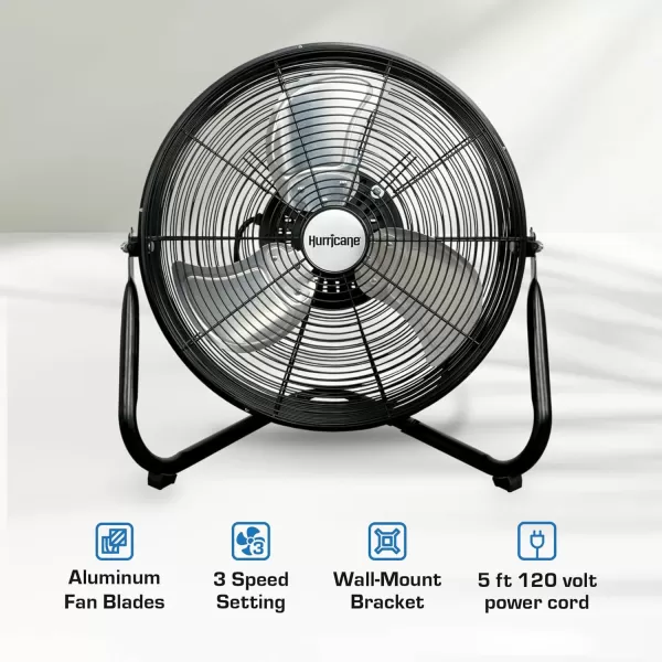 Hurricane Pro 20" High Velocity Metal Floor Fan – Powerful 5300 CFM Airflow, Adjustable Tilt, Heavy-Duty Construction for Home, Gym, Garage, Workshop