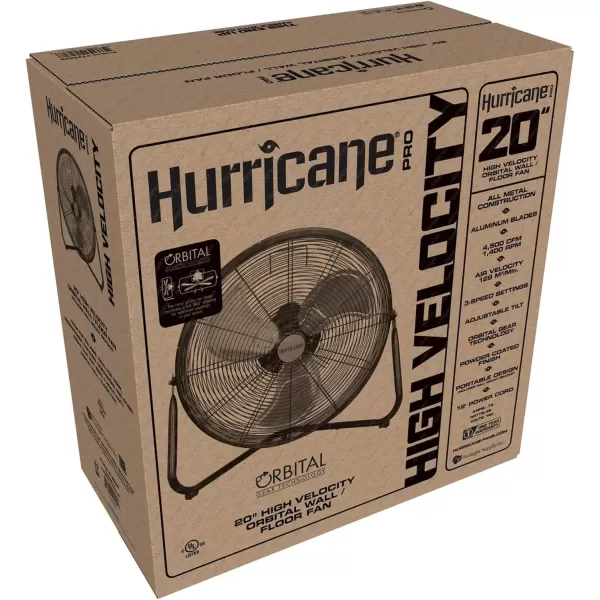 Hurricane Pro 20" High Velocity Metal Floor Fan – Powerful 5300 CFM Airflow, Adjustable Tilt, Heavy-Duty Construction for Home, Gym, Garage, Workshop