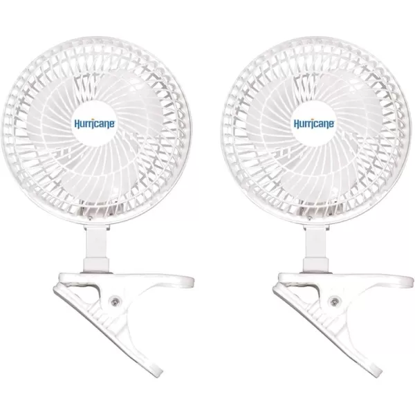 Hurricane Classic 6 Inch Clip Fan, 2 Speed Portable Mini Desk Personal Table Fan with Adjustable Tilt for Home Office, Stroller, and Travel, White
