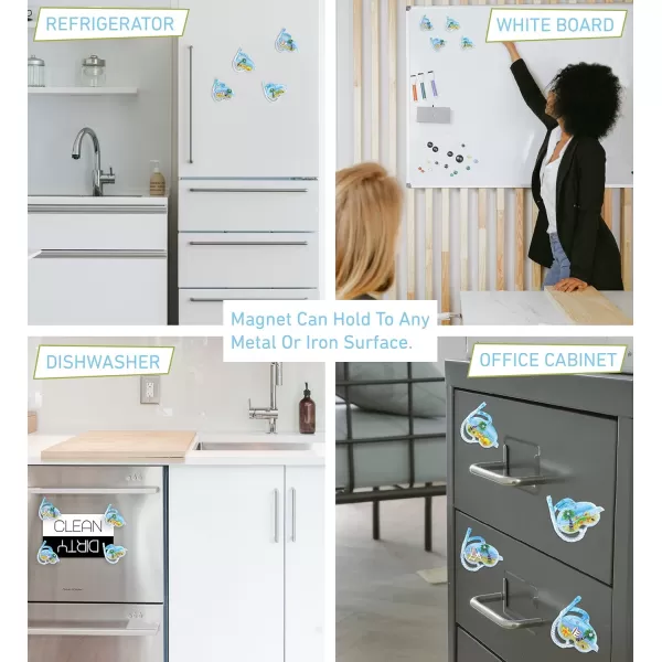 COTA Global Scuba Gear Refrigerator Silver Beach Magnets Set of 4  Assorted Resin ampamp Crystals Design Fun ampamp Cute Ocean Magnets for Kitchen Fridge Locker Home Decor ampamp Office Novelty  4 Pack