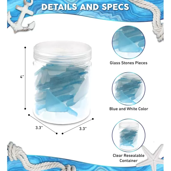 CoTa Global Aqua Blue Frosted Sea Glass Gems in Container  Pretty Blue Coastal Vase Fillers for Centerpieces and Nautical Beach Home Decor  Beach Glass Pieces for Glass Art Projects and Home Crafts