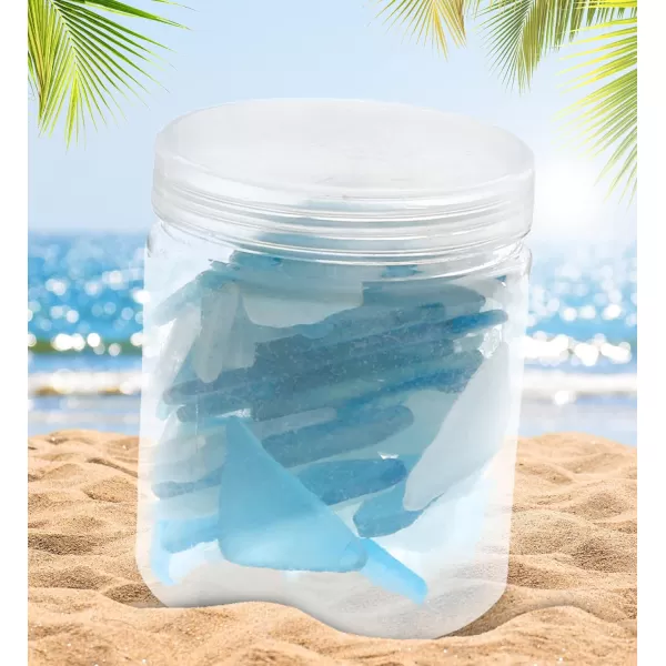 CoTa Global Aqua Blue Frosted Sea Glass Gems in Container  Pretty Blue Coastal Vase Fillers for Centerpieces and Nautical Beach Home Decor  Beach Glass Pieces for Glass Art Projects and Home Crafts