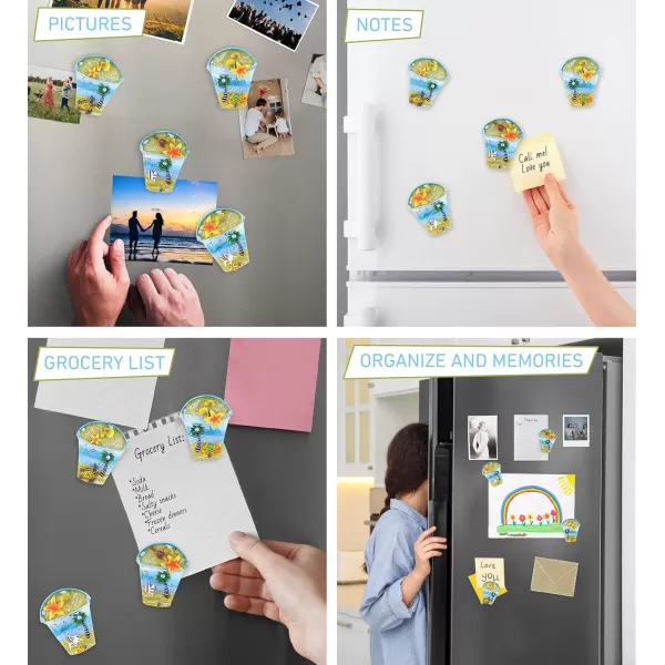 CoTa Global Beach Bucket Refrigerator Silver Beach Magnets Set of 4  Assorted Resin and Crystals Design Fun ampamp Cute Ocean Magnets For Kitchen Fridge Locker Home Decor ampamp Office Decor Novelty  4 Pack