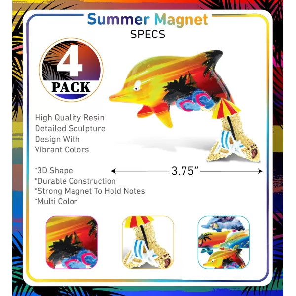 CoTa Global Colorful Tropical Dolphins 5 Orange Blue Purple Yellow