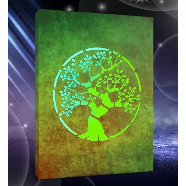 CoTa Global Owl Buddha Tree of Life Day of the Dead Light Up LED Wall Art  Color Changing LED Light Up Picture Art for Wall Hang  Home Decor Wall Art for Bedroom and Living Room  16x12 InchTree of Life