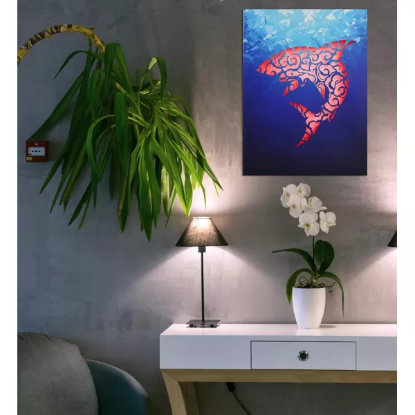 CoTa Global Owl Buddha Tree of Life Day of the Dead Light Up LED Wall Art  Color Changing LED Light Up Picture Art for Wall Hang  Home Decor Wall Art for Bedroom and Living Room  16x12 InchShark