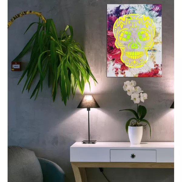 CoTa Global Owl Buddha Tree of Life Day of the Dead Light Up LED Wall Art  Color Changing LED Light Up Picture Art for Wall Hang  Home Decor Wall Art for Bedroom and Living Room  16x12 InchDay of the Dead
