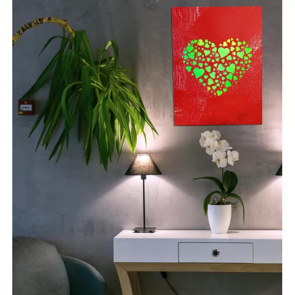 CoTa Global Owl Buddha Tree of Life Day of the Dead Light Up LED Wall Art  Color Changing LED Light Up Picture Art for Wall Hang  Home Decor Wall Art for Bedroom and Living Room  16x12 InchHearts