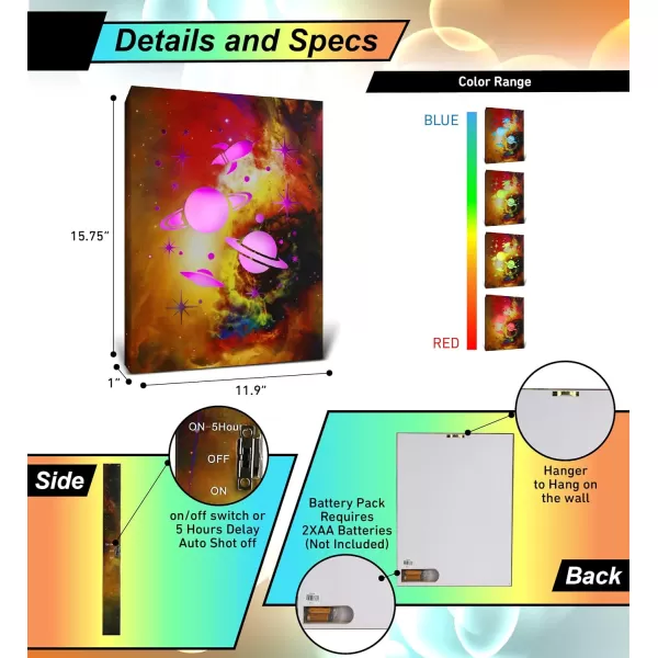 CoTa Global Owl Buddha Tree of Life Day of the Dead Light Up LED Wall Art  Color Changing LED Light Up Picture Art for Wall Hang  Home Decor Wall Art for Bedroom and Living Room  16x12 InchSpace
