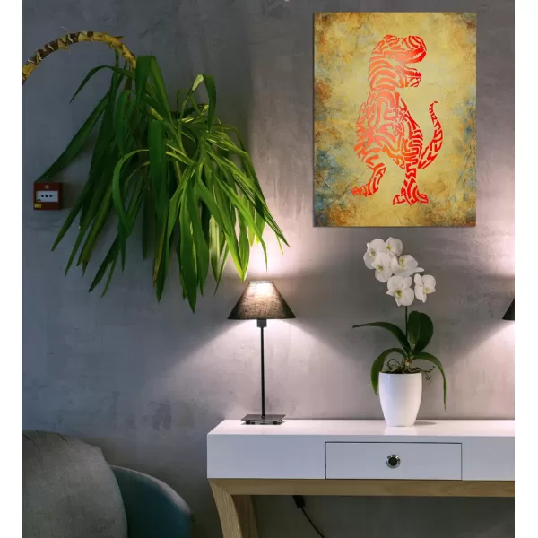 CoTa Global Owl Buddha Tree of Life Day of the Dead Light Up LED Wall Art  Color Changing LED Light Up Picture Art for Wall Hang  Home Decor Wall Art for Bedroom and Living Room  16x12 InchTRex Dinosaur