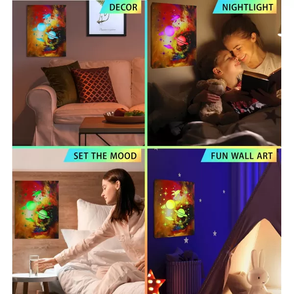 CoTa Global Owl Buddha Tree of Life Day of the Dead Light Up LED Wall Art  Color Changing LED Light Up Picture Art for Wall Hang  Home Decor Wall Art for Bedroom and Living Room  16x12 InchSpace