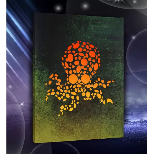 CoTa Global Owl Buddha Tree of Life Day of the Dead Light Up LED Wall Art  Color Changing LED Light Up Picture Art for Wall Hang  Home Decor Wall Art for Bedroom and Living Room  16x12 InchOctopus