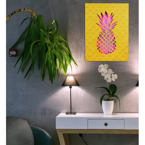 CoTa Global Owl Buddha Tree of Life Day of the Dead Light Up LED Wall Art  Color Changing LED Light Up Picture Art for Wall Hang  Home Decor Wall Art for Bedroom and Living Room  16x12 InchPineapple