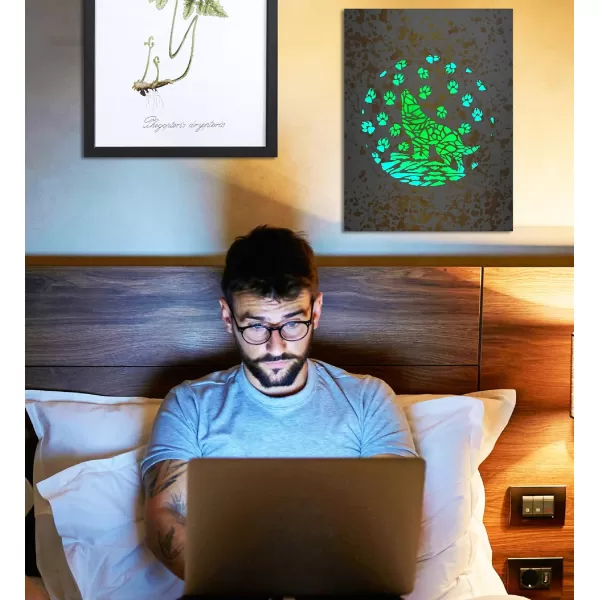 CoTa Global Owl Buddha Tree of Life Day of the Dead Light Up LED Wall Art  Color Changing LED Light Up Picture Art for Wall Hang  Home Decor Wall Art for Bedroom and Living Room  16x12 Inch4 pack  Pirate  Space  Wolf  and Dinosaur