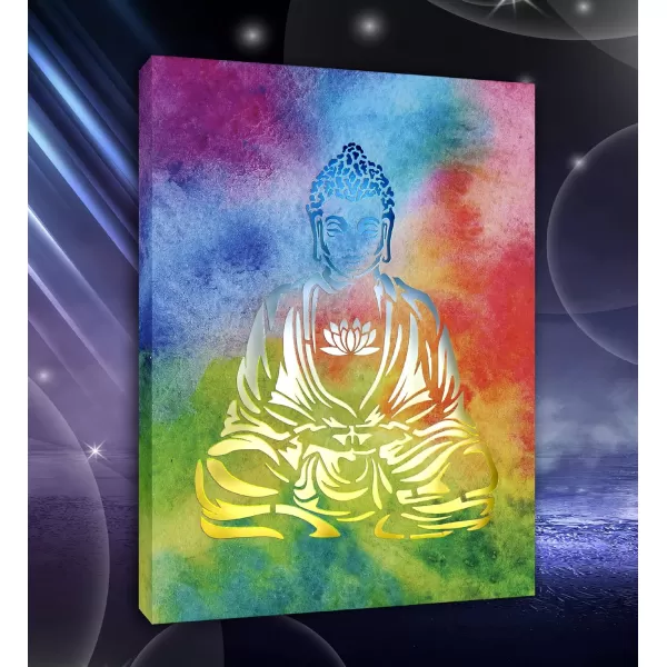 CoTa Global Owl Buddha Tree of Life Day of the Dead Light Up LED Wall Art  Color Changing LED Light Up Picture Art for Wall Hang  Home Decor Wall Art for Bedroom and Living Room  16x12 InchBuddha