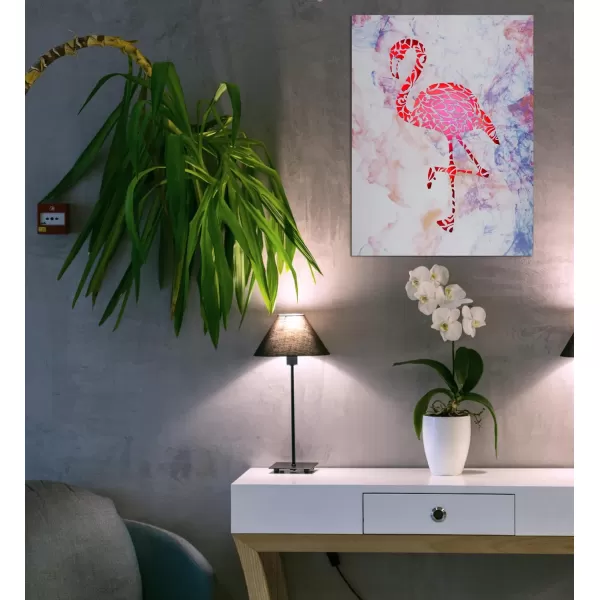 CoTa Global Owl Buddha Tree of Life Day of the Dead Light Up LED Wall Art  Color Changing LED Light Up Picture Art for Wall Hang  Home Decor Wall Art for Bedroom and Living Room  16x12 InchFlamingo