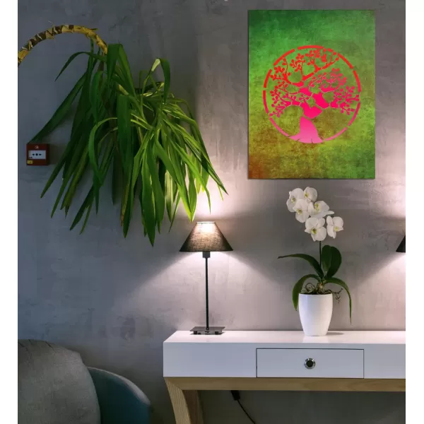 CoTa Global Owl Buddha Tree of Life Day of the Dead Light Up LED Wall Art  Color Changing LED Light Up Picture Art for Wall Hang  Home Decor Wall Art for Bedroom and Living Room  16x12 InchTree of Life