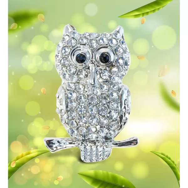 CoTa Global Owl Sparkling Refrigerator Magnet  Silver Sparkling Rhinestones Crystals Cute Wild Life Animal Bird Magnet For Kitchen Fridge and Locker Home Decor and Cool Office Decor Novelty  175quot