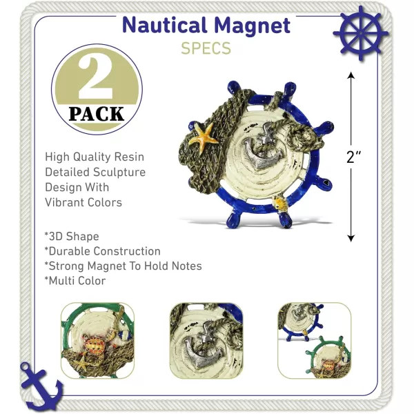 CoTa Global Ship Wheel Refrigerator Nautical Ocean Magnets Set of 2  Assorted Resin Beach Design Fun and Cute Ocean Magnets for Kitchen Fridge Locker Home Decor and Office Decor Novelty  2 Pack