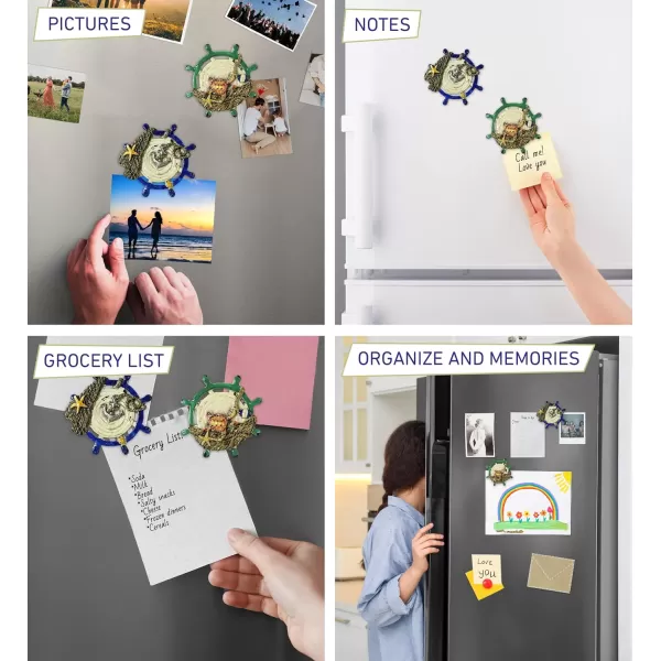 CoTa Global Ship Wheel Refrigerator Nautical Ocean Magnets Set of 2  Assorted Resin Beach Design Fun and Cute Ocean Magnets for Kitchen Fridge Locker Home Decor and Office Decor Novelty  2 Pack