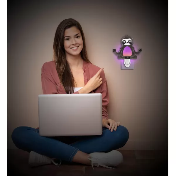 CoTa Global Sloth Night Light  Home Decor Wall Plug in Night Light with Switch Hand Made Metal ampamp Glass Nightlight for Bathroom Nursery Hallway Kitchen ampamp Bedroom  65 Inches