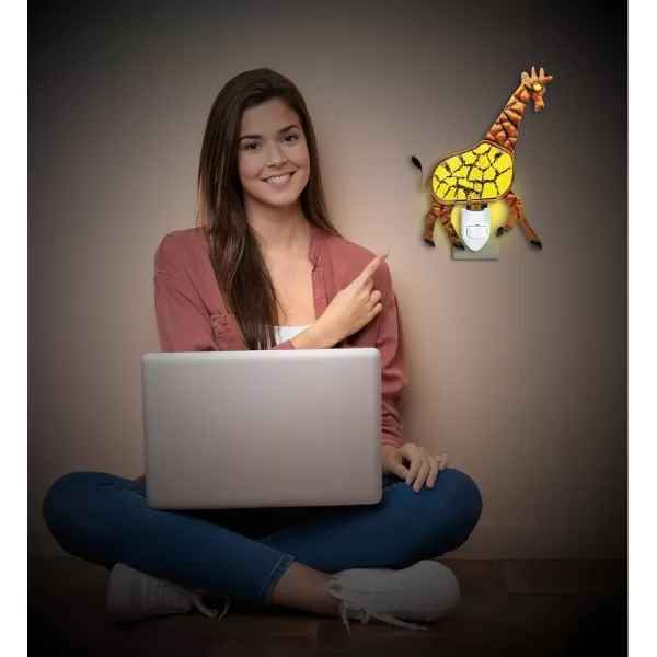 Puzzled Giraffe Handcraft Art Glass and Metal Decorative Night Light Home Dcor  Animals Collection  Elegant Unique Gift and Useful Souvenir  Item 9615