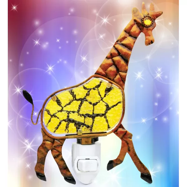 Puzzled Giraffe Handcraft Art Glass and Metal Decorative Night Light Home Dcor  Animals Collection  Elegant Unique Gift and Useful Souvenir  Item 9615