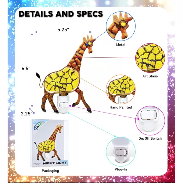 Puzzled Giraffe Handcraft Art Glass and Metal Decorative Night Light Home Dcor  Animals Collection  Elegant Unique Gift and Useful Souvenir  Item 9615