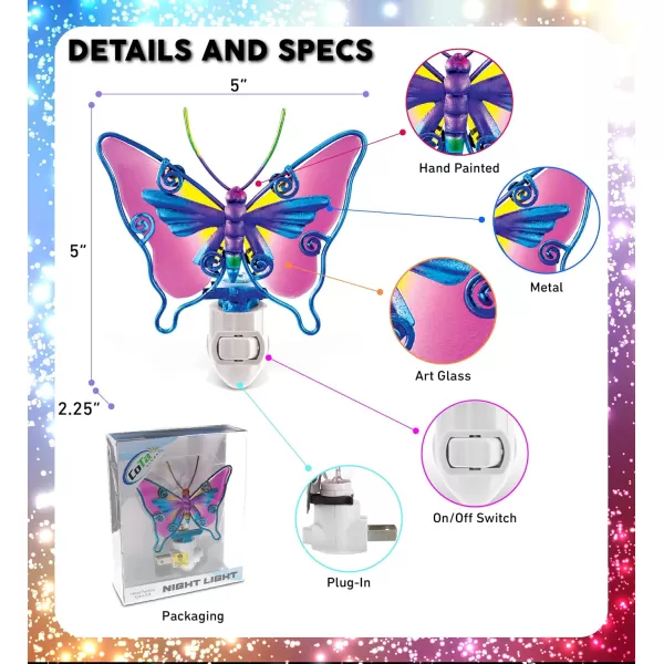Puzzled Glass Art Night Light Plug in Decorative Socket Lamp Manual On ampamp Off Portable Light for Stairway Bedroom Bathroom Nursery Home Accessory ampamp Kitchen Decor  Butterfly