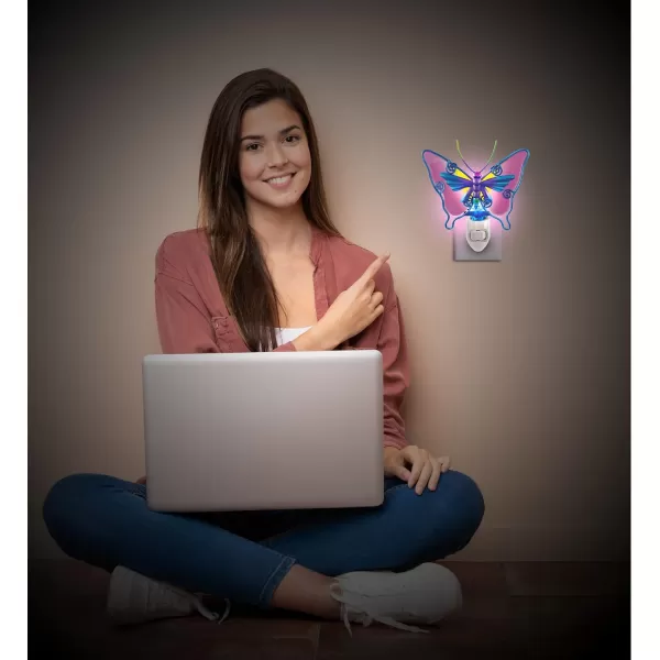 Puzzled Glass Art Night Light Plug in Decorative Socket Lamp Manual On ampamp Off Portable Light for Stairway Bedroom Bathroom Nursery Home Accessory ampamp Kitchen Decor  Butterfly