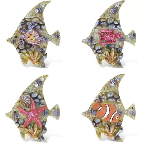 CoTa Global Angel Fish Refrigerator Rockstone Magnets Set of 4  Assorted Resin Beach Design Fun ampamp Cute Sea Ocean Animal Magnet For Kitchen Fridge Locker Home Decor ampamp Office Decor Novelty  4 Pack