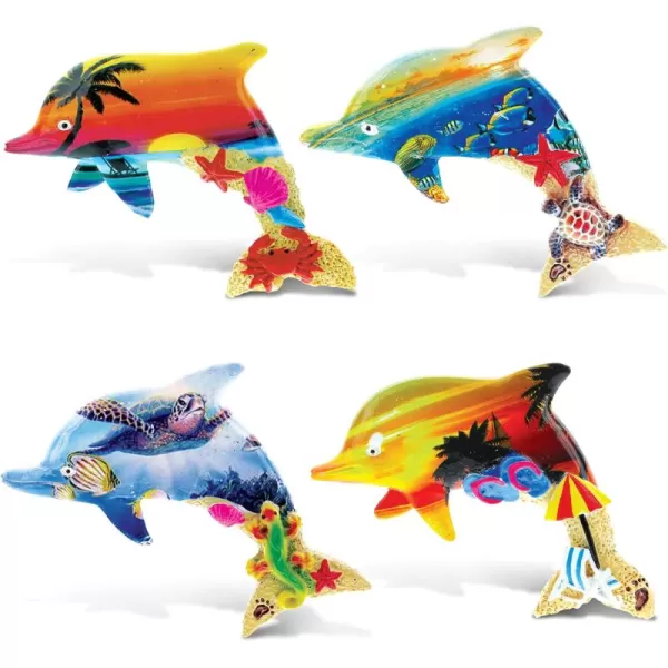 CoTa Global Colorful Tropical Dolphins 5 Orange Blue Purple Yellow