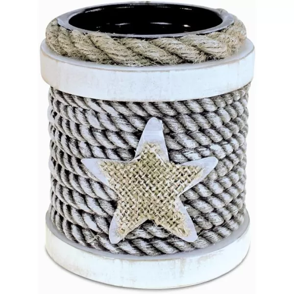 CoTa Global Dream Small Rope Nautical Hanging Wooden Tealight Candle Holder  Table Top Centerpiece Coastal Decor for Home Beach House Rustic Decorative Lantern with Starfish  Handmade Color May Vary