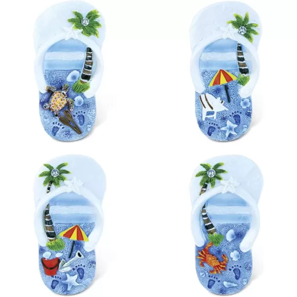 CoTa Global Flip Flop Refrigerator Blue Sand Magnets Set of 4  Assorted Resin Sandals Design Fun ampamp Cute Beach Rhinestone Magnet For Kitchen Fridge Locker Home Decor ampamp Office Decor Novelty  4 Pack