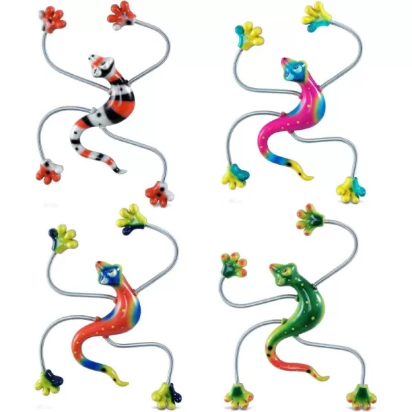 CoTa Global Gecko Refrigerator Springy Magnets Set of 4  Assorted Color Cute Wild Life Animal Springy Magnets for Kitchen Fridge Door Cool Desert Home and Office Novelty Decor Accessory  4 Pack