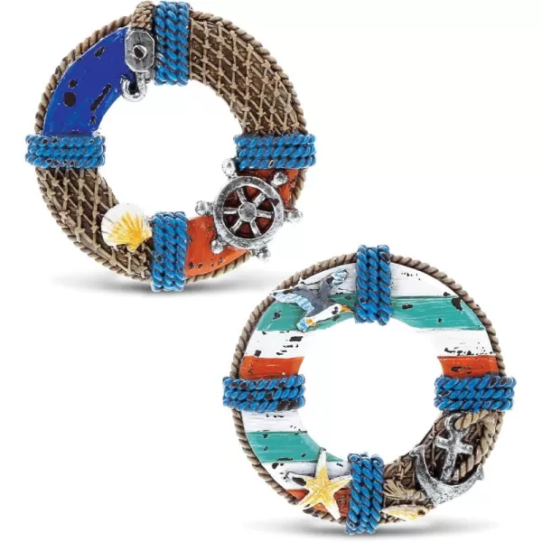 CoTa Global Life Ring Refrigerator Nautical Ocean Magnets Set of 2  Assorted Resin Beach Design Fun and Cute Nautical Magnets For Kitchen Fridge Locker Home Decor and Office Decor Novelty  2 Pack