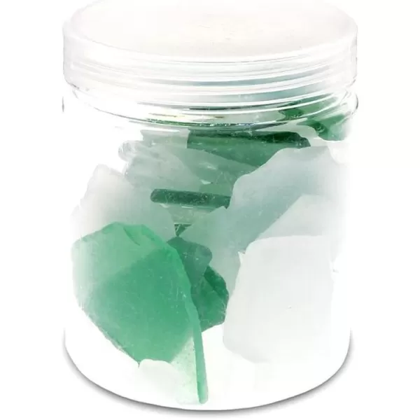 CoTa Global Mixed Nautical Green Gems in Container  Pretty Green Coastal Vase Fillers for Centerpieces and Nautical Beach Home Decor  Beach Glass Pieces for Glass Art Projects and Home Crafts