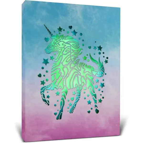 CoTa Global Owl Buddha Tree of Life Day of the Dead Light Up LED Wall Art  Color Changing LED Light Up Picture Art for Wall Hang  Home Decor Wall Art for Bedroom and Living Room  16x12 InchUnicorn