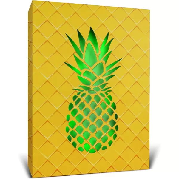 CoTa Global Owl Buddha Tree of Life Day of the Dead Light Up LED Wall Art  Color Changing LED Light Up Picture Art for Wall Hang  Home Decor Wall Art for Bedroom and Living Room  16x12 InchPineapple