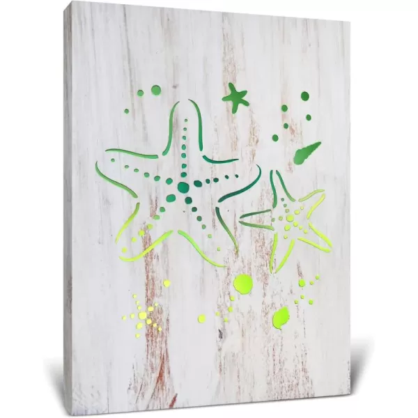 CoTa Global Owl Buddha Tree of Life Day of the Dead Light Up LED Wall Art  Color Changing LED Light Up Picture Art for Wall Hang  Home Decor Wall Art for Bedroom and Living Room  16x12 InchStarfish